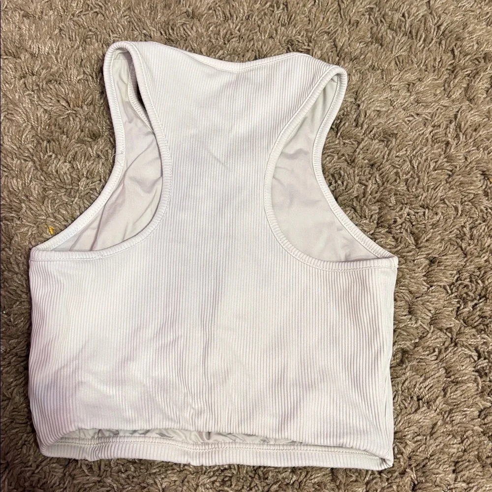 Racer Crop Tank in White - Picture 4 of 5